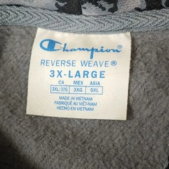 Champion Reverse Weave Hoodie Sweatshirt Adult 3X Animal Print Gray Leopard - Picture 9 of 12